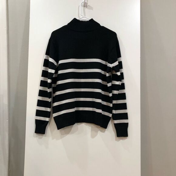 Sweater, Pullover Mock, Black/Ivory Tan, Size L - Picture 9 of 9